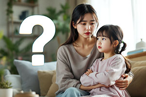疑問を感じる親子
