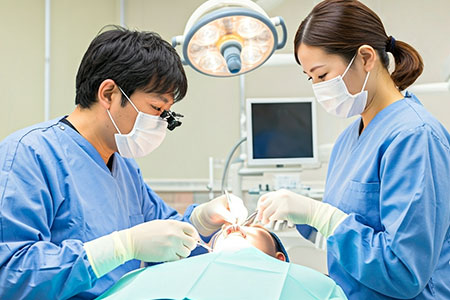 インプラントオペを行う様子