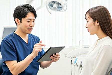 経過観察を行う歯科医師