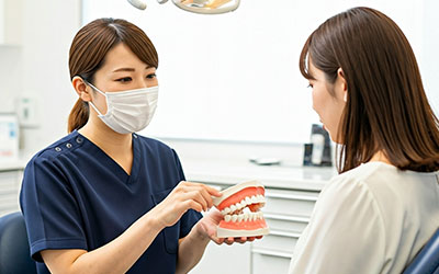 矯正治療の説明をする歯科医師